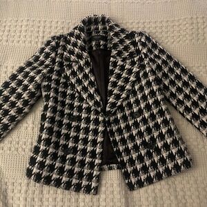 houndstooth tweed double-breasted blazer